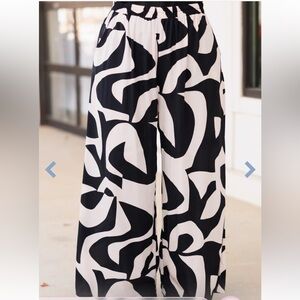 Black & Cream Palazzo Flowy Pants